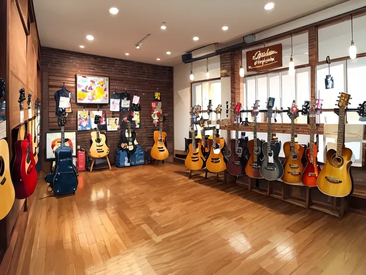masterpiece, best quality, ultra-detailed, illustration,
(2girls:1.4), school uniform, school bag, smile ,
guitarshop, guitar, instrument, electric guitar, bass guitar, amplifier, gibson les paul, drum, acoustic guitar, speaker, wooden floor, indoors,
<lora:guitarshop:0.8>
