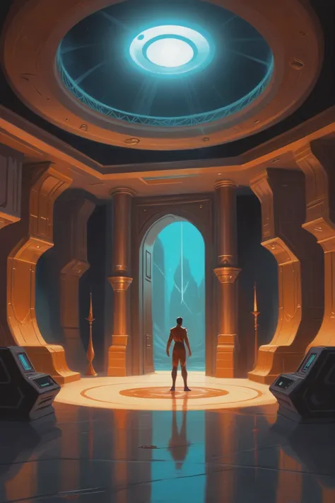 1950s style retro scifi digital painting, Summoning Chamber \(room\) <lora:EnvyStarlightRetro01:1>