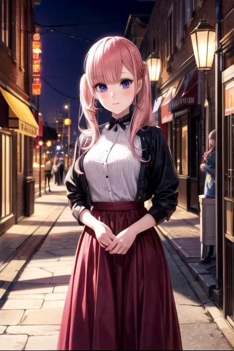 masterpiece, best quality, movie still, 1girl, solo, looking at viewer, , , , , <lora:ririna_sanada:0.74>, ririna_sanada, pink hair, purple eyes, ,, pageant costume, science fiction social science fiction,