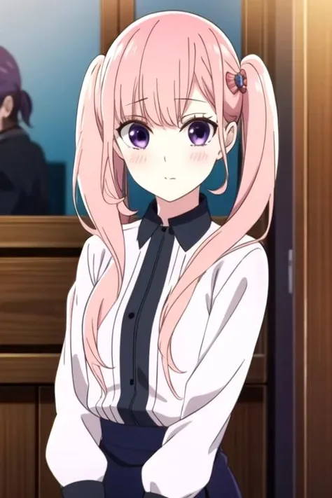 masterpiece, best quality, sketch, 1girl, solo, looking at viewer, upper body, depth of field, anime coloring, , <lora:ririna_sanada:0.68>, ririna_sanada, pink hair, purple eyes, ,twintails