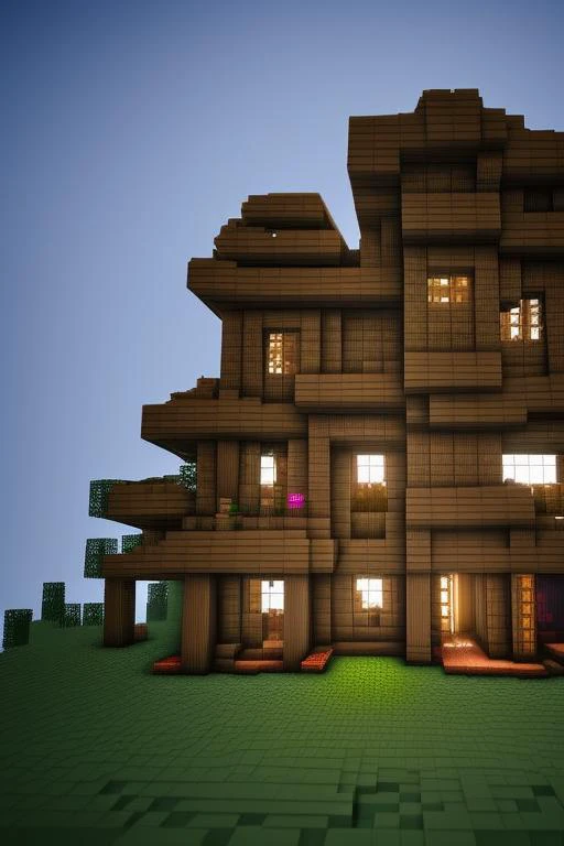 modern futuristic house in MCwrld, dramatic lighting, detailed art, voxel, voxel model, pixels, tone mapped, fog