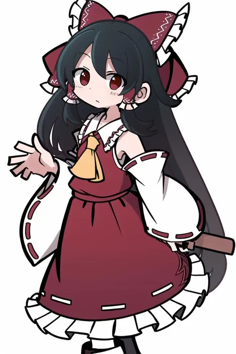 best quality, masterpiece, solo, 1girl,simple background,   <lora:shinmon_akika-10:1>,hakurei reimu,