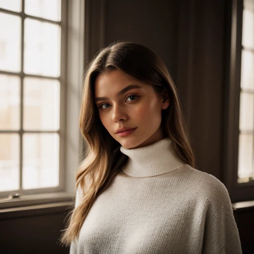 <lora:emiliabartoeck_sd15_512_128_64_v1:1> 1girl solo looking at viewer wearing a turtleneck sweater epiCRealism