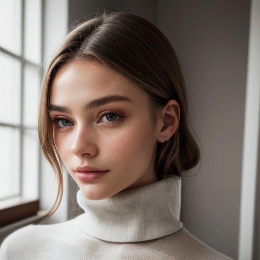 <lora:emiliabartoeck_sd15_512_128_64_v1:1> 1girl solo looking at viewer wearing a turtleneck sweater epiCRealism