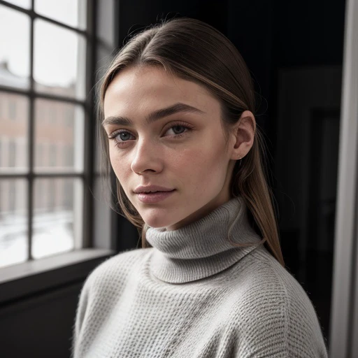 <lora:emiliabartoeck_sd15_512_128_64_v1:1> 1girl solo looking at viewer wearing a turtleneck sweater epiCRealism