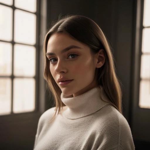 <lora:emiliabartoeck_sd15_512_128_64_v1:1> 1girl solo looking at viewer wearing a turtleneck sweater epiCRealism
