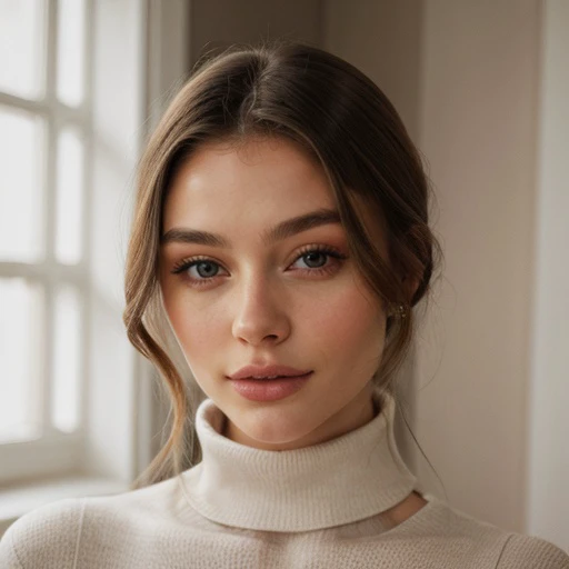 <lora:emiliabartoeck_sd15_512_128_64_v1:1> 1girl solo looking at viewer wearing a turtleneck sweater epiCRealism