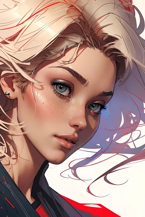 portrait of  DEN_samadhi_amour (headshot:1.1), 1girl, DC_hero_girl, looking at viewer, (masterpiece, best quality, ultra-detailed, best shadow),, sticker of a girl from dc comic, Kim Jung gi, freedom, soul, digital illustration, comic style, centred, approaching perfection, dynamic, highly detailed, watercolour painting, artstation, concept art, smooth, sharp focus, illustration, art by Carne Griffiths and Wadim Kashin ,