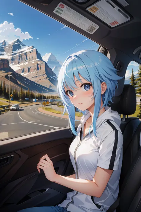1girl, good-looking Ruthless [Swamp:Glacier National Park:2] from inside of a Toll road