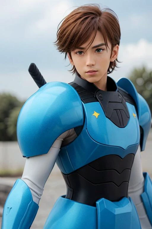 18age、male、neutral、Blue and red bodysuit、The face is also hidden、