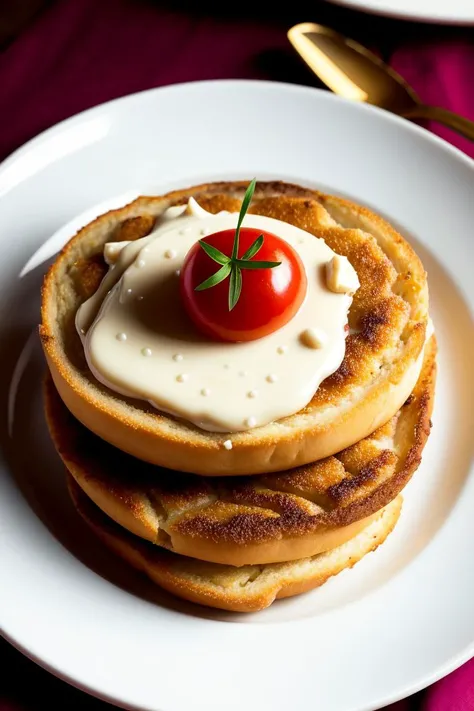 Food photography of a gourmet meal, with a shallow depth of field, elegant plating, and soft lighting, absurdres,
