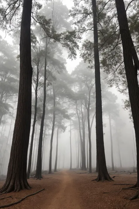 landscape of a Woodlands,Smoky Conditions,