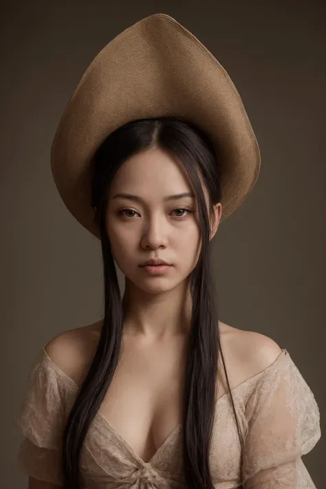 VRay,tiny (russian,asian:1.3),in a very costume tailored by Jonathan Anderson,her costume rolled up sleeves,trinkets,Top knot hairstyle,[Flat|Repugnant] TaishÅ Era Witch Hat,Narrative Federated States of Micronesia in background,Smoky Conditions,shallow depth of field,art by Bruce Coville,ultrafine detailed,Satisfying,Bauhaus Art,Reflected light,F/1.8,Ambrotype,RAW Photo,masterpiece,award winning portrait,sharp focus,4K,8k,(12k:0.3),award winning,art station,intricate details,perfect lighting,bokeh,
