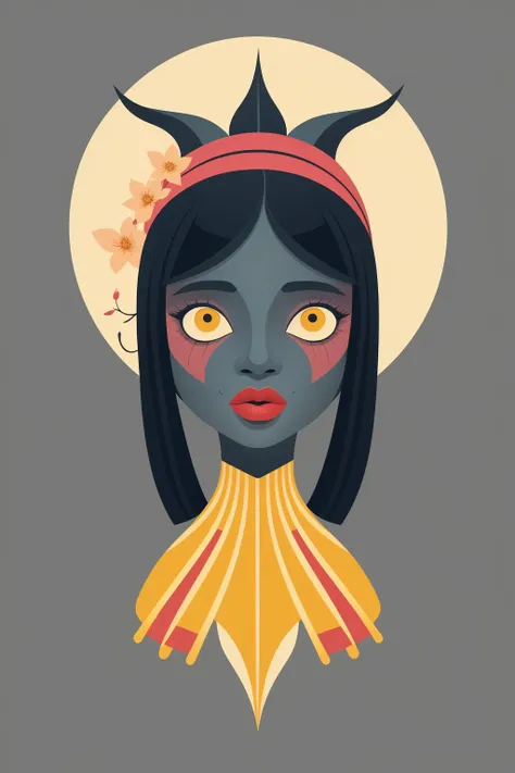Beautiful african woman The best artwork of Eiko Ojala, sticker, 2d cute, fantasy, dreamy, vector illustration, 2d flat, centered, by Tim Burton, professional, sleek, modern, dark grey background, minimalist, graphic, line art, vector graphics <lora:xl_more_art-full_v1:1> <lora:mentixis:1.1> mentixis, metix,