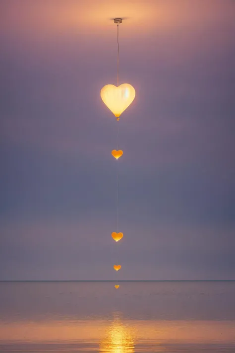 Craft a surreal scene where hearts float weightlessly amidst a dreamlike atmosphere, illuminated gently with stable diffusion 1.5 for a soft, ethereal glow.,