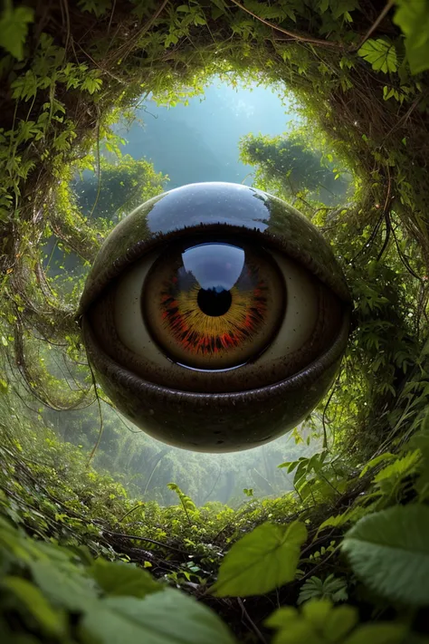 masterpiece,award winning,digital art,Unreal Engine,(surreal:1.3),(ominous:1.1),(extraordinary:1.2),
BREAK
(massive human eyeball,hanging from vines, in a dense jungle clearing, BREAK wide angle,photograph,incredible,intricate details,sharp focus,4K,8k,12k,HDR,technicolor,,,,<lora:detail_slider_v4:1>,,,,,,,