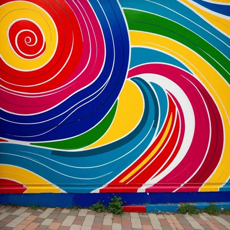 Zoom in on the vibrant swirls of color in a street artist's mural, each stroke of paint a testament to creativity and expression,