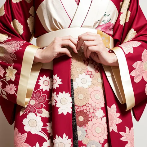 Zoom in on the intricate patterns of a traditional kimono, each stitch a testament to generations of craftsmanship and cultural heritage,