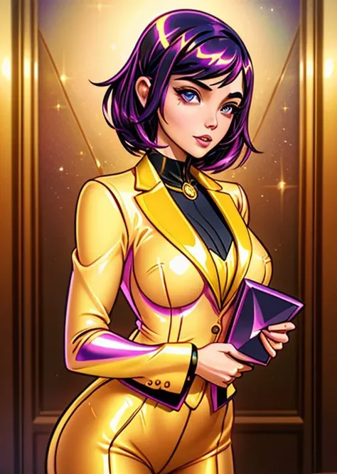 [:gl1chr03:0.3] female (teacher:0.5) wearing a respectable suit, gold, RAW photo, 8k uhd, masterpiece, award winning, absurdres