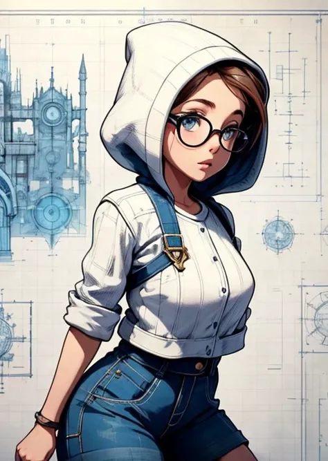 <lora:blueprint-style-darquelilly-v1:1> blueprintstyle, 1girl, white white background,