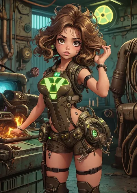 peurto rican girl, Light brown head, crushes, Delight <lora:nuclearpunk-style-darquelilly-v1:1> nuclearpunk,