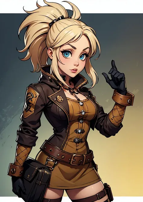 nordic girl, Light brown head, speak, Enthusiasm Fantz cartoon (creature:0.5)|(tiger:0.5) design, ultra detailed, random colors, steampunk, and punk costume, <lora:Small_Mostersv2:0.4> <lora:Creature_Design2_V1:0.5>