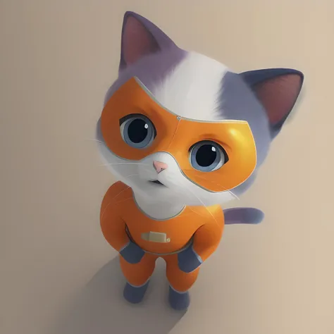 mammal, furry, not human, solo, hi res, absurd res, digital media \(artwork\), 1:1, 2023, simple background, solo focus, shaded, portrait, fur, male, looking at viewer, anthro, short stack, biped, buddy, cat, blue eyes, multicolored fur, orange costume, eye mask, full-length portrait <lora:BuddyRock_Lora-10:0.7>