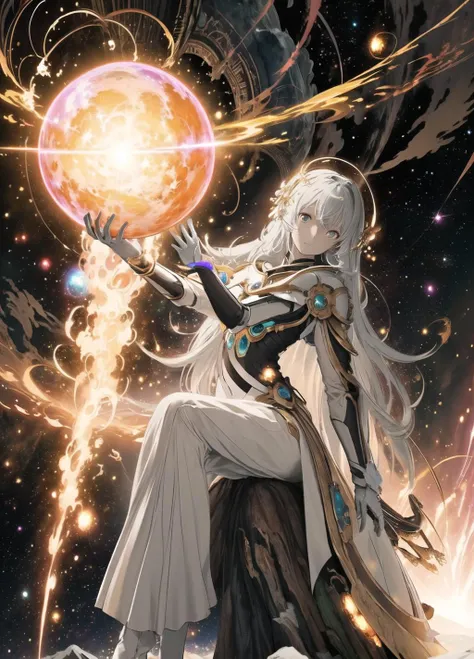 (masterpiece, top quality, best quality, official art, aesthetic:1.2), planet explosion, extreme detailed, highest detailed, extremely complex,  cosmos,  planet explosion background,realistic:1.2,  holy light, white skin alien