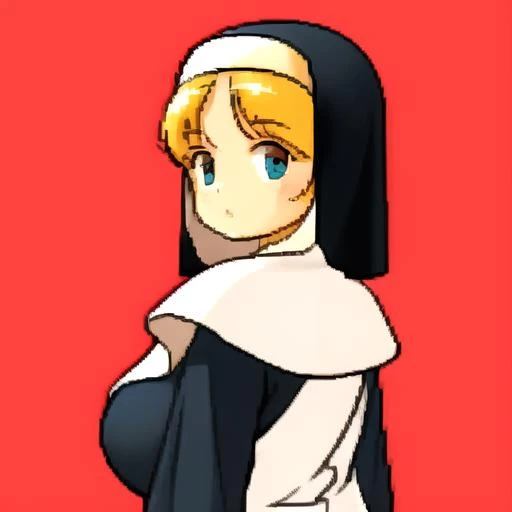 1girl with nun <lora:90s_game_pixel _style:1>