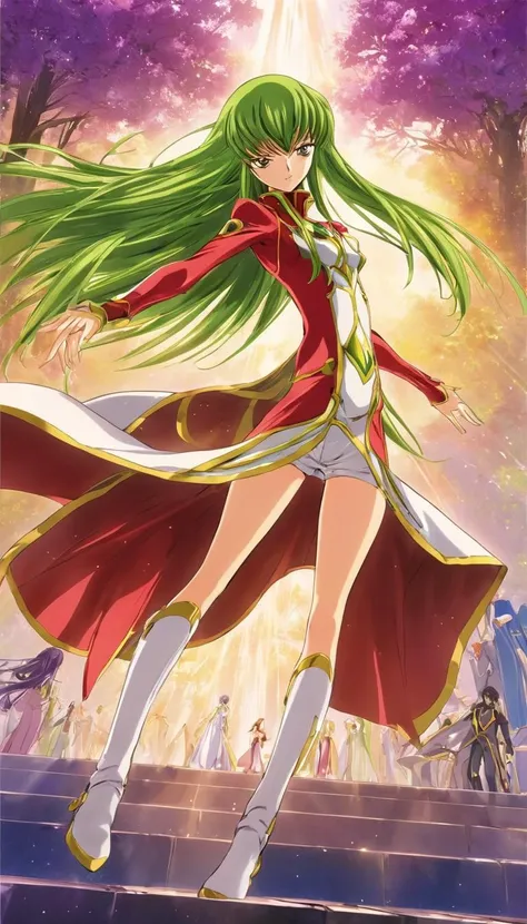 anime artwork Cinematic scene, hero view, 1girl, C.C., Code Geass <lora:cc:1>, action pose, detailed background, masterpiece, best quality, high quality, highres, absurdres . anime style, key visual, vibrant, studio anime, highly detailed