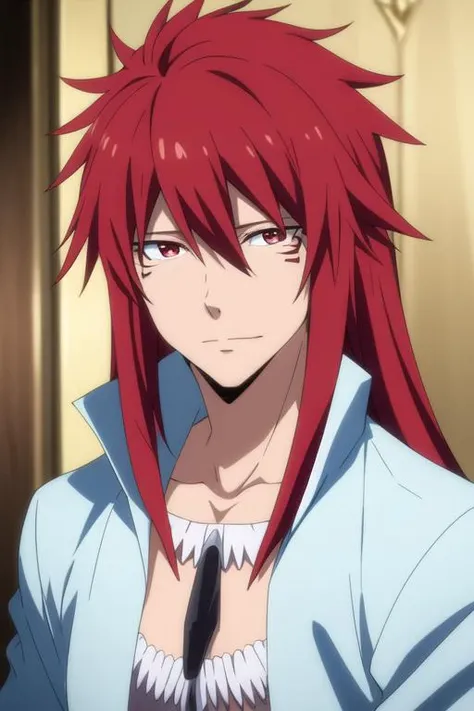 masterpiece, best quality, , 1boy, solo, male focus, looking at viewer, upper body, depth of field, <lora:guy_crimson:0.64>, guy_crimson, red eyes, red hair, long hair