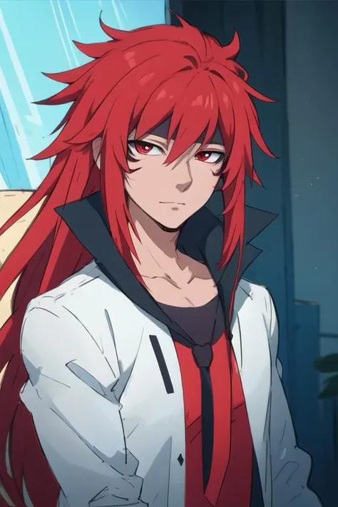 masterpiece, best quality, sketch, 1boy, solo, male focus, looking at viewer, upper body, depth of field, <lora:guy_crimson:0.70>, guy_crimson, red eyes, red hair, long hair, , ,