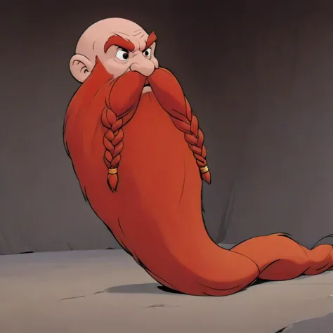 <lora:sdxl_lora_80scartoon:1.2> style of 80scartoon, <lora:Harry_Dwarf_1.5:0.9> Harry_Dwarf, Braided moustache, long red beard, bald, bangles, looney toons, Fiery Chasm ,(animation cel), tail