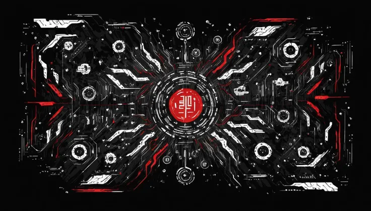 <lora:testcyber-000002:1> hud, graphic, elements, <lora:Psych-Red:0.8> illustration, white and red ink on black
