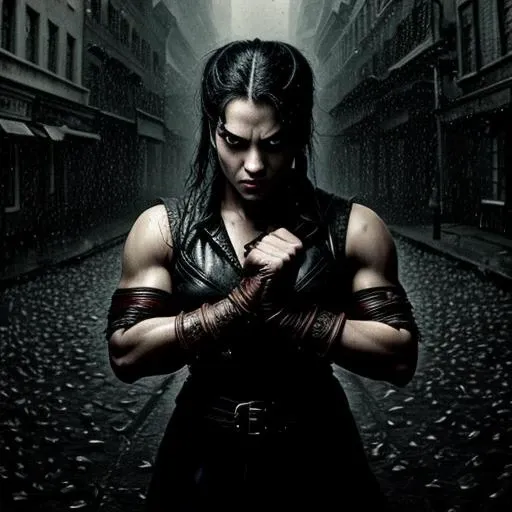Street Fighter style rain background, alluring, attractive, amazing photograph, masterpiece, best quality,  a beautiful smiling female  with ants ,cinemascope, smiling,in the river  , highly detailed, high budget, bokeh, cinemascope, moody, epic, gorgeous, film grain, grainy,  (ants:1.2), realistic detail. Eerie, unsettling, dark, spooky, suspenseful, grim, highly detailed. Dark, mysterious, haunting, dramatic, ornate, detailed . Vibrant, dynamic, arcade, 2D fighting game, highly detailed, reminiscent of Street Fighter series