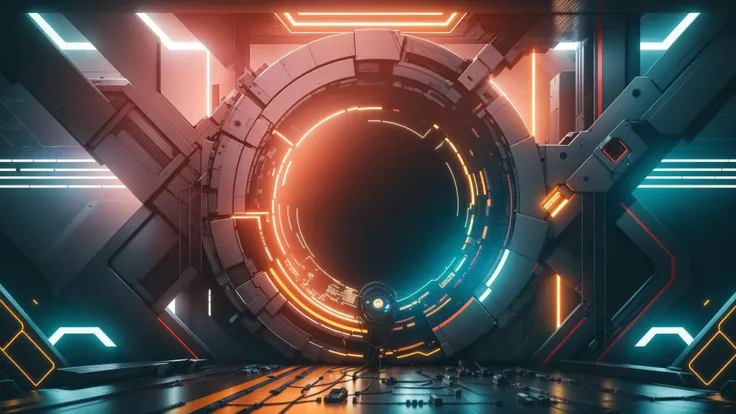 <lora:bb3l15:1> dark background, a transparent abstract stargate portal made of crystal wires on top of different color lines road in the style of bb3l15 like a motherboard with an explosion, slices and mechanisms , cinematic