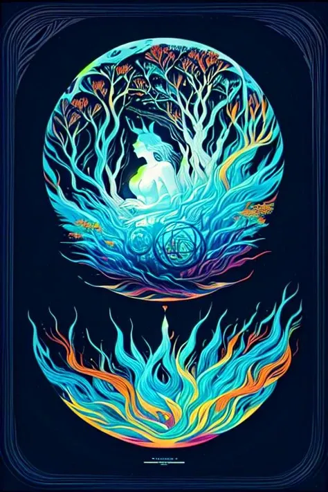 woman in a mythical forest, masterpiece, perfect face, intricate details, horror theme <lora:bb3l15:1> abstract, sphere, in the style of bb3l15, over a black background, sliced