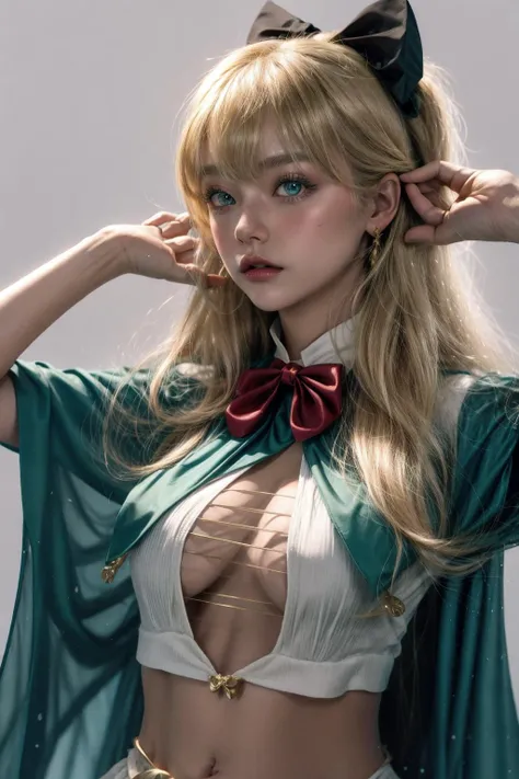 <lora:add_detail:1>, <lora:beautifulDetailedEyes:0.8>(best quality, ultra detailed, illustration, masterpiece),<lora:CB-000008:0.9>,
curtains, bodystocking, 1girl, long hair, blush, bell, covered navel, blue eyes, white background, simple background, ahoge, large breasts, red capelet, looking at viewer, green bow, hair between eyes, green bowtie, capelet, neck bell, bow, closed mouth, blonde hair, bangs, bowtie, fur-trimmed capelet