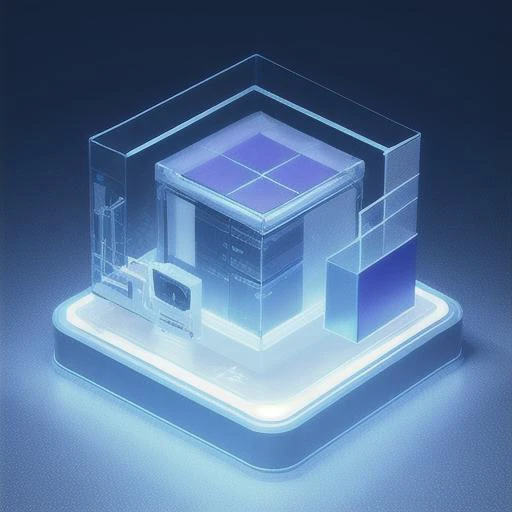 many details, octane render, C4D, transparent glass texture, blue, frosted glass, transparent technology sense, Black background, minimal, quasi-object, Geometric building volumes, Many cuboids are on the ground, platform, Blue and green and purple, flat, blender, industrial design, perspective, Wide-Angle, from above, best quality, 4k, studio lighting