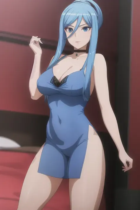 absurdres, mature woman, blue hair,   <lora:Takao_Aoki:0.7>