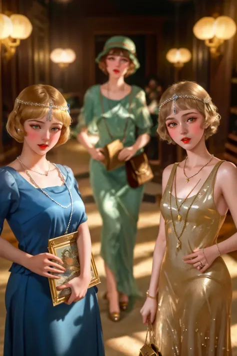 8k,highres,absurdres,masterpiece,best quality,original,extremely detailed CG,extremely detailed wallpaper,perfect lighting,<lyco:GoodHands-beta2:1>,
3girls,
<lora:1920s:0.6>,1920s,1920s Fashion,1920s Fabrics,1920s Places,