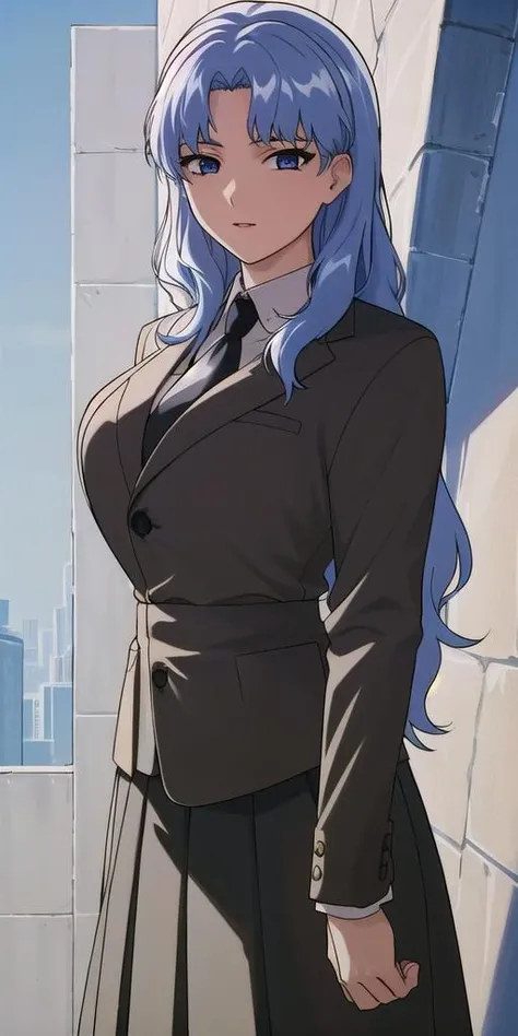 <lora:ElHazardIfuritaV4:0.7> ElHazardIfurita, skirt_suit, huge breasts, standing, solo, masterpiece, best quality, detailed face, detailed eyes, highres,