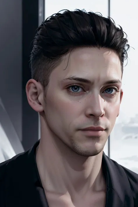 ((ultra detailed, masterpiece, absurdres))
 <lora:DBHKamski:0.8>
DBHKamski, 1boy, undercut, black hair, portrait