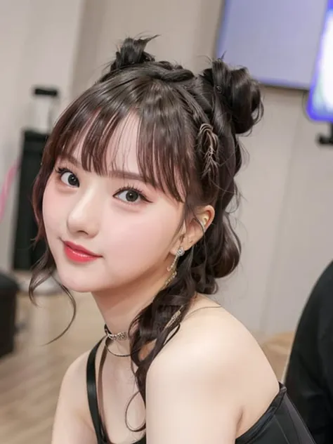 eunha in Corset Dress, hair tied up, hair bangs, choker, smiling
, award winning photo,nikon RAW photo,8k,Fujifilm XT3,masterpiece, best quality, realistic, photorealistic,ultra detailed,extremely detailed face,
<lora:eunha-sd1.5-25step-epoch525-v1-000004:0.8>