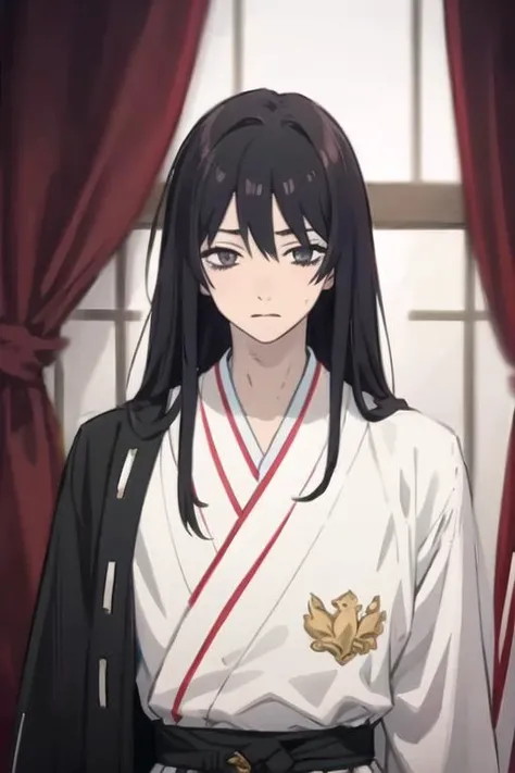 masterpiece, best quality, high quality, 1boy, solo, male focus, looking at viewer, upper body, <lora:touma_yamada_asaemon:0.72>, touma_yamada_asaemon, black hair, long hair, black eyes, ,