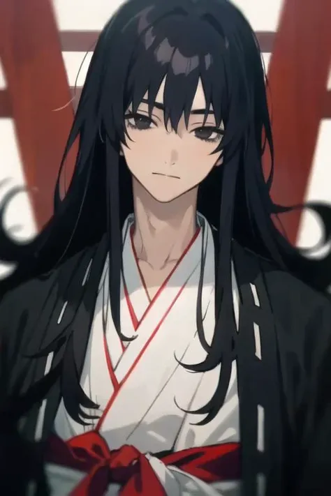 masterpiece, best quality, high quality, 1boy, solo, male focus, looking at viewer, upper body, <lora:touma_yamada_asaemon:0.56>, touma_yamada_asaemon, black hair, long hair, black eyes, ,