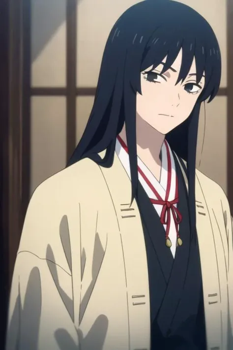 masterpiece, best quality, high quality, 1boy, solo, male focus, looking at viewer, upper body, <lora:touma_yamada_asaemon:0.70>, touma_yamada_asaemon, black hair, long hair, black eyes, , coat