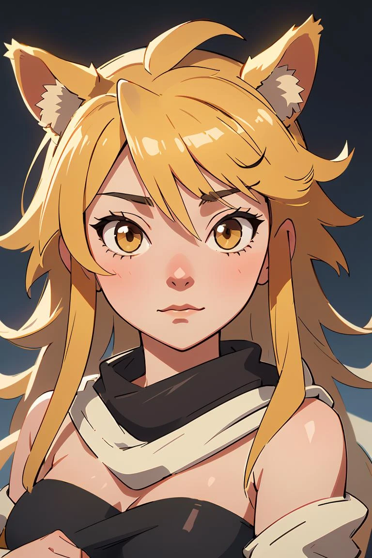 (masterpiece, best quality), 1girl, beautiful face, <lora:leone:1> leone, long hair, bandeau,scarf, animal ears