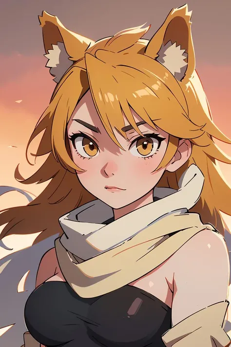 (masterpiece, best quality), 1girl, beautiful face, <lora:leone:1> leone, long hair, bandeau,scarf, animal ears