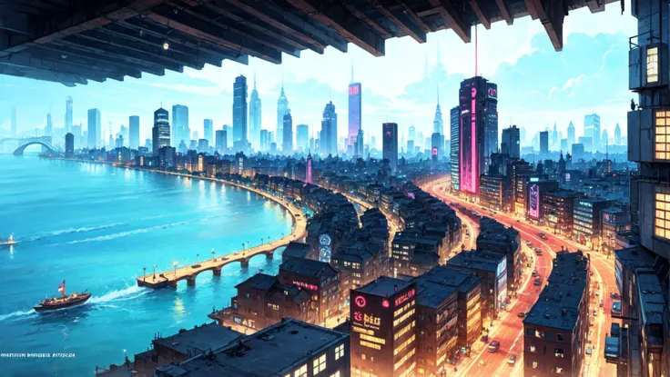 SLE, mksks style, best quality, masterpiece, detailed background, highly detailed, intricate, cyberpunk city, scenery, <lora:CyanCapsule-LoCon-V2:1>